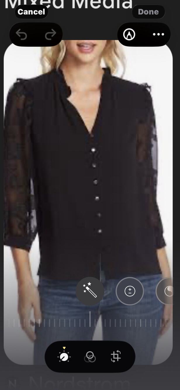 Cece Black Jacquard Sleeve Top XL